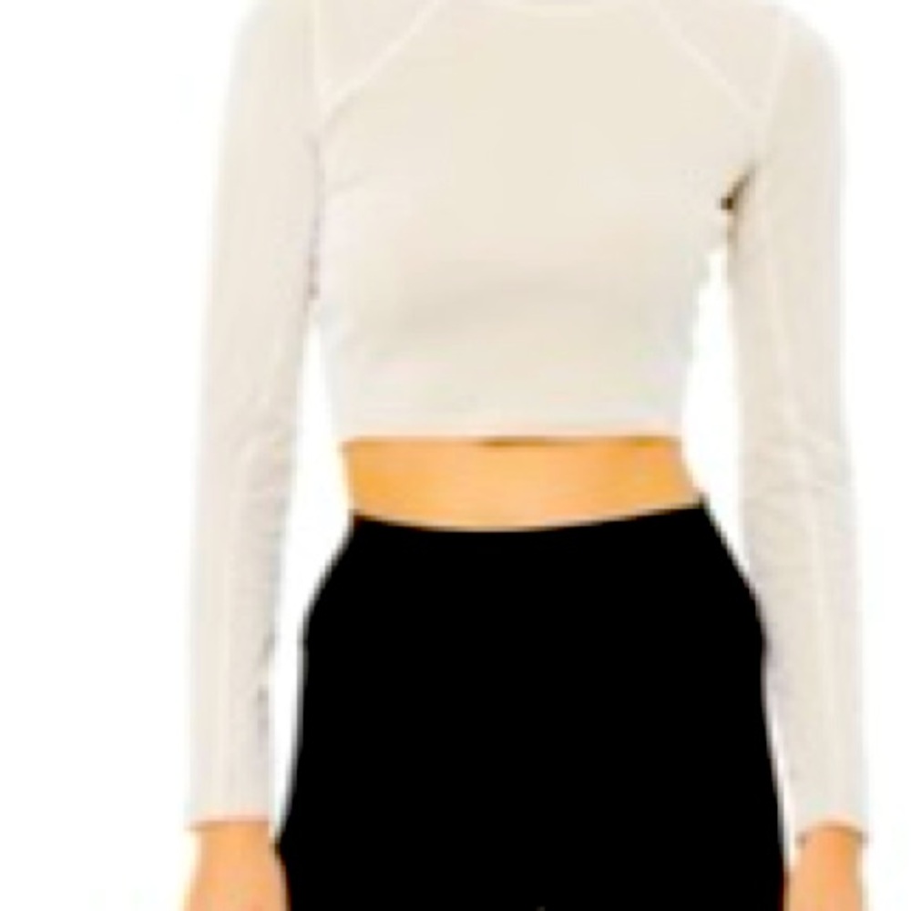 ALO Yoga White Long Sleeve Crop Top